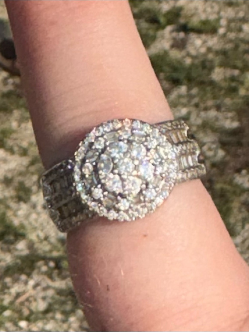 JTV Sterling Silver Multi-Row Pavé Cluster Ring